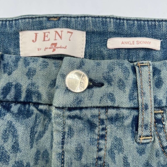 Jen7 For All‎ Mankind Ankle Skinny Jeans Blue Leopard Slimming Stretch 6 New - Picture 6 of 9